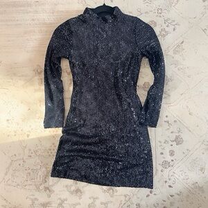Black Sequin Mini Dress